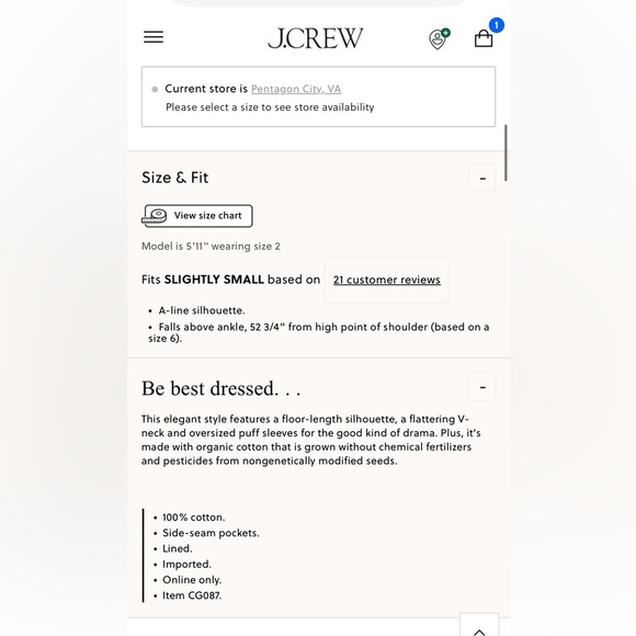 J. Crew Collection Cecily Dress in Cotton poplin NWT with pockets - Picture 2 of 8